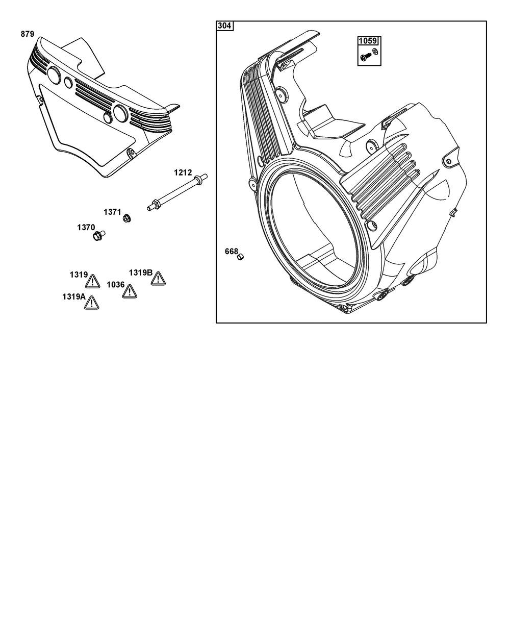 Blower Housing Group Diagram and Parts List for 542477-0007-J1 400000 - 699999 Briggs and Stratton Engine
